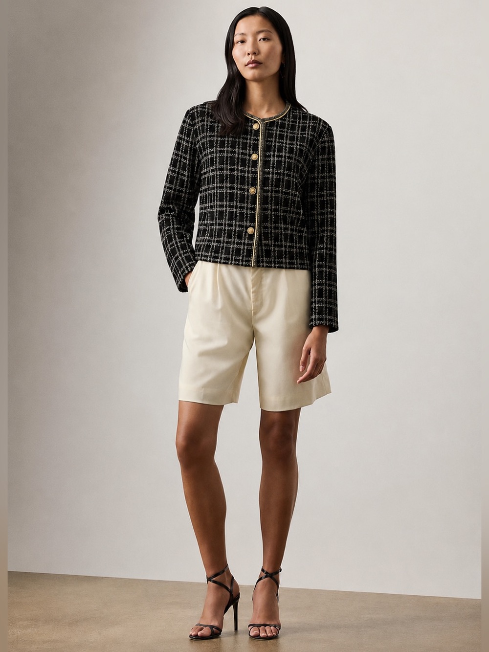 Vintage Bergdorf Goodman Santana Lurex Stretch Knit Waist Jacket